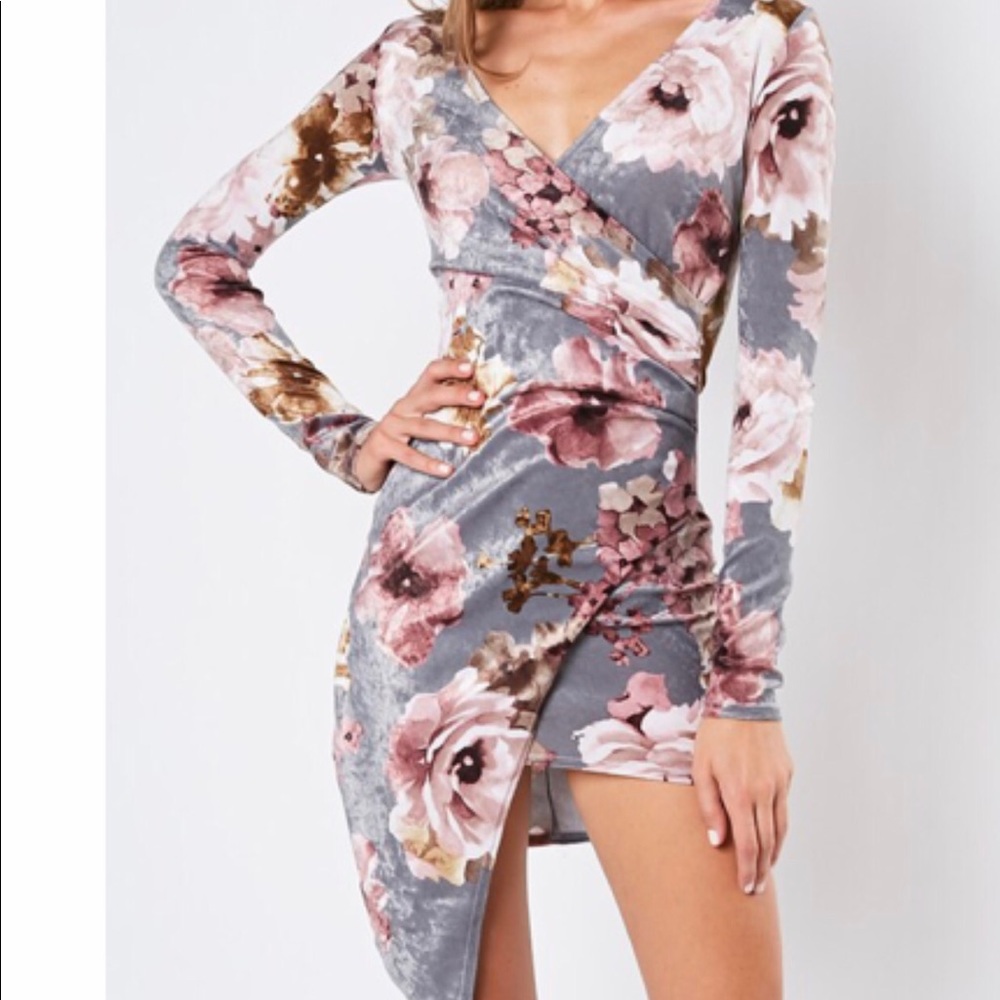 Gray Velvet Party Dress